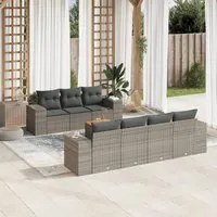 Set Divano da Giardino 8 pz con Cuscini Grigio in Polyrattan 3257684