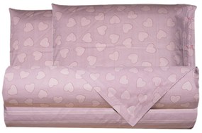 Completo letto matrimoniale cuori rosa