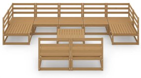 Set divani da giardino 10 pz in legno massello di pino