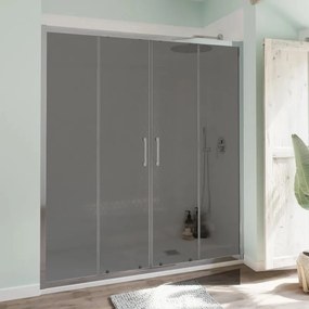 Porta doccia doppia anta scorrevole Bilbao L 180 x H 190cm, Sp. 6 mm in vetro profilo cromo