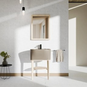 Mobile bagno con lavabo L 50 x H 57 x P 41.5 cm frassino naturale e terra per vasca centrale Tina