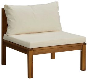 Set divani da giardino 10 pz con cuscini crema in legno acacia