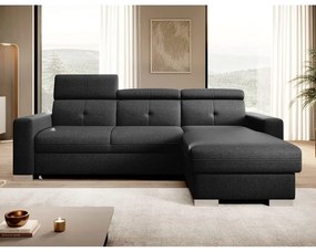 Divano angolare nero allungabile/con contenitore (con penisola a destra/con chaise lounge) Fresia – ELTAP