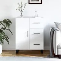 Credenza 69,5x34x90 cm in Legno Multistrato Bianco Lucido 827942