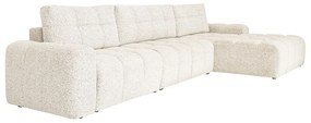 Divano angolare componibile color crema allungabile/con contenitore (con penisola a destra) Lulu – Miuform