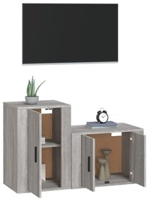 Set mobili porta tv 2 pz grigio sonoma in legno multistrato