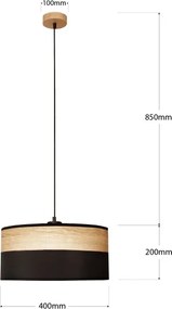 Lampadario a cavo ALBA 1xE27/15W/230V Ø 40 cm nero/marrone