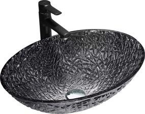 Mexen Goa lavandino da appoggio in vetro 50 x 36 cm, nero - 24085070