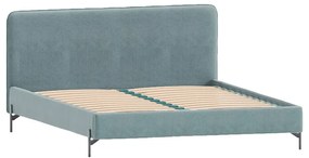 Letto matrimoniale imbottito azzurro con griglia 140x200 cm Barker - Ropez