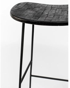 Sedia da bar nera in teak massiccio (altezza della seduta 76 cm) Tangle – White Label