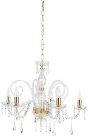 Lampadario in vetro e cristallo maria teresa 5 luci oro lp.mt-5t4