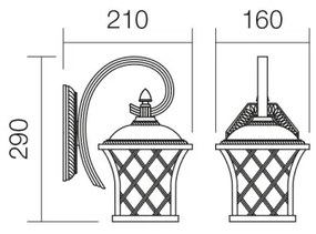 Redo 9951 - Applique da esterno BREMEN 1xE27/42W/230V IP23 oro/patina