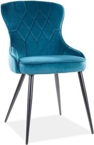 Sedia Lotus in velluto turchese Blu85