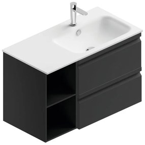 Mobile sottolavabo e lavabo Pull per vasca a destra grigio grafite opaco in mdf L 90 x H 56 x P 46 cm 2 cassetti