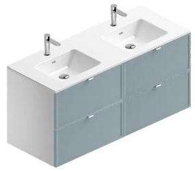Mobile bagno con lavabo L 120 x H 57 x P 46 cm bianco-cielo in mdf 4 cassetti per doppia vasca Quadra