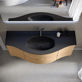 Lavabo a incasso semicerchio Vague H 1.5 cm in vetro nero