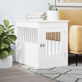 Gabbia Cani Da Arredamento Bianca 55x80x68cm Legno Multistrato /
