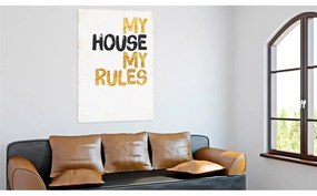 Quadro La mia casa  My house, my rules  Colore Bianco, Dimensioni e Misure 80x120