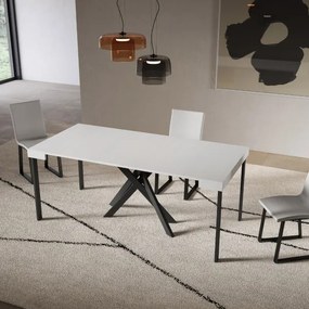 Consolle allungabile Libo - Bianco frassino gambe antracite 90x40/300 cm