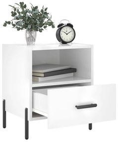 Comodini 2 pz Bianco Lucido 40x35x47,5 cm in Legno Multistrato