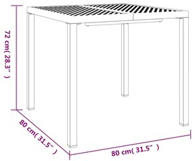 Tavolo da Giardino Antracite 80x80x72 cm Acciaio