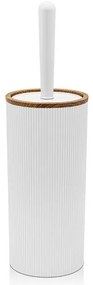 Portascopino wc Bianco dettagli effetto legno serie Blob