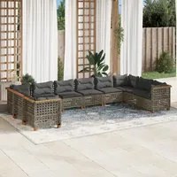 Set Divano da Giardino 10 pz con Cuscini Grigio in Polyrattan 3262023