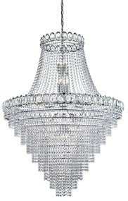 Lampadario Classico Louis Phillipe Acciaio Cromo Vetro 28 Luci E14