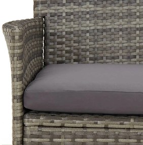 Set Bistrò da Giardino 3 pz con Cuscini in Polyrattan Grigio