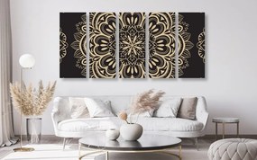 Quadri 5 pezzi – Mandala su sfondo nero
