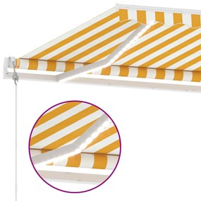 Tenda Automatica Sensore Vento e LED 400x350 cm Gialla Bianca