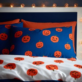 Set copripiumino e federa blu e arancione per letto singolo 135x200 cm Halloween Pumpkins – Catherine Lansfield
