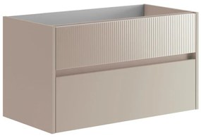 Mobile da bagno sotto lavabo Niwa beige laccato opaco L 89.5 x H 50 x P 45.5 cm 2 cassetti, lavabo non incluso