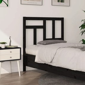 Testiera Per Letto Nera 95,5x4x100 Cm İn Legno Massello Di Pino /
