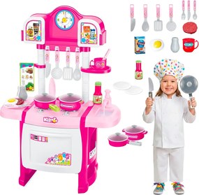 Cucina Giocattolo Per Bambini Con Luci E Suoni Realistici 18 Accessori Rubinetto Con Sistema Di Riciclo Dell'Acqua E Forno Apribile Set Cucina Educativo Per Bambini Dai 3–8 Anni Rosa E Bianco