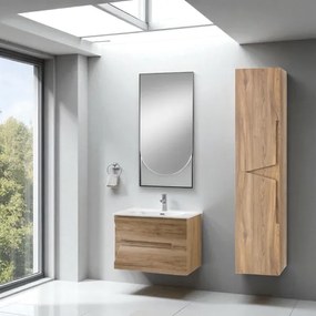 Mobile bagno sospeso 70 cm Rovere Nodi con lavabo e specchio LED - HAITI