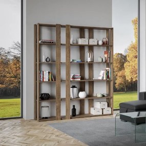 Libreria da parete a 6 ripiani e 8 fasce lunghe KATO E Noce