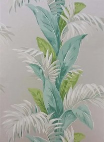 Tapete Palmetto von Osborne & Little - Aqua/ Stone/ Ivory