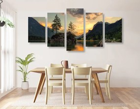 Quadri 5 pezzi – Paesaggio montano al lago