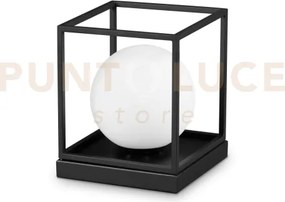 Lingotto lampada da tavolo 1 luce attacco e14 nero sfera bianca