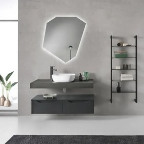Mobile bagno sospeso con lavabo da appoggio e specchio LED - MIXI I