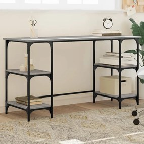Scrivania Grigio Sonoma 140x50x75cm Metallo E Legno Multistrato /