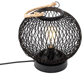 Lampada da tavolo da esterno rustica in rattan nero - Calamus