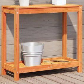 Tavolo Invasatura Ripiano Marrone Cera 82,5x35x75 Massello Pino /
