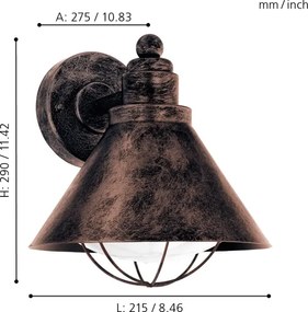 Eglo 94858 - Lampada da esterno BARROSELA 1xE27/40W/230V