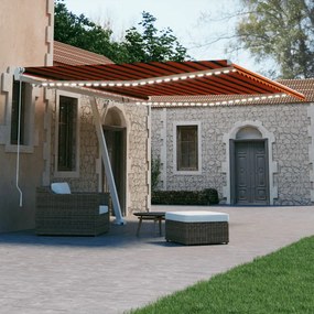 Tenda Da Sole Retrattile Manuale Led 400x300 Cm Arancio Marrone /