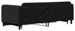 Divano letto estraibile con cassetti nero 90x200 cm in tessuto