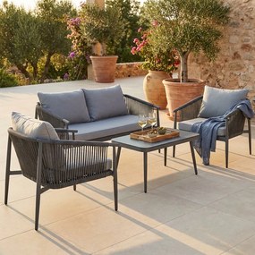 KISHORI - salotto da giardino in alluminio e corda 4 posti