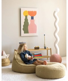 Pouf a sacco per bambini verde con rivestimento in bouclé Bear – Wigiwama