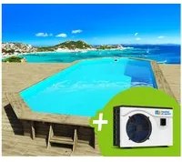 Piscina in legno Ibiza 8,57x4,57x1,31 m + pompa di calore da 6,1 kW